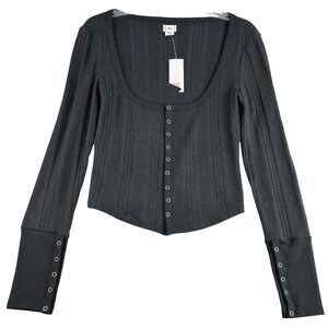 BDG Urban Outfitters Medium Black Ribbed Scoop Neck Knit Top‎ Cropped Y2K NWT